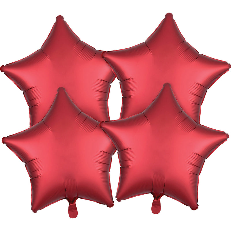 4 Pack Satin Luxe X 4 Pack Sangria Stars Foil Balloon