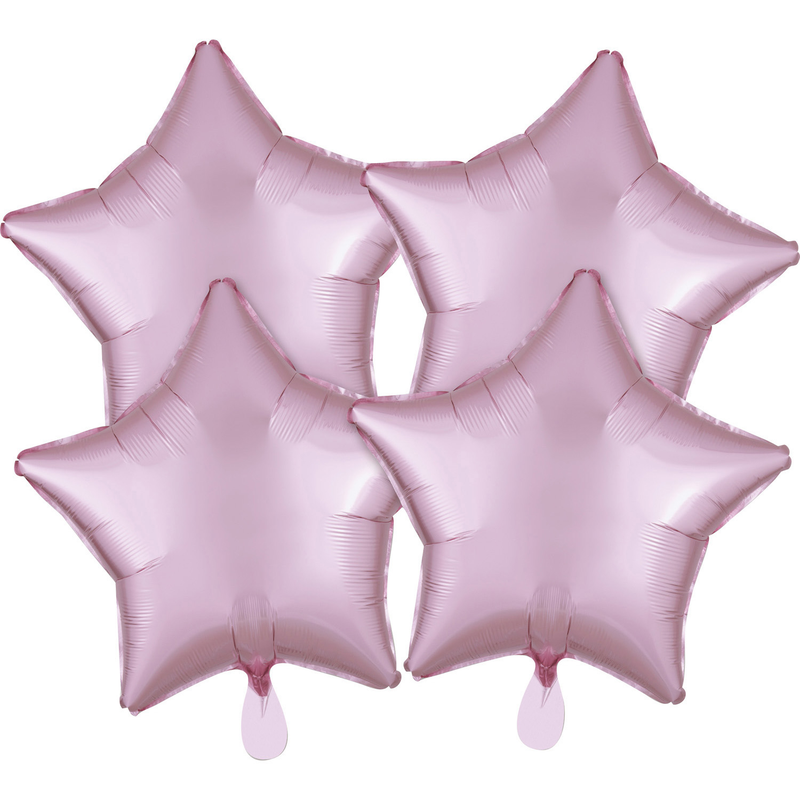 4 Pack Satin Luxe Pastel Pink Star Foil Balloon G20 packaged