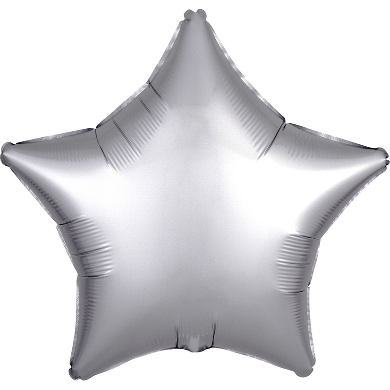 "Satin Luxe Platinum" Foil Balloon Star, S15, packed, 43cm